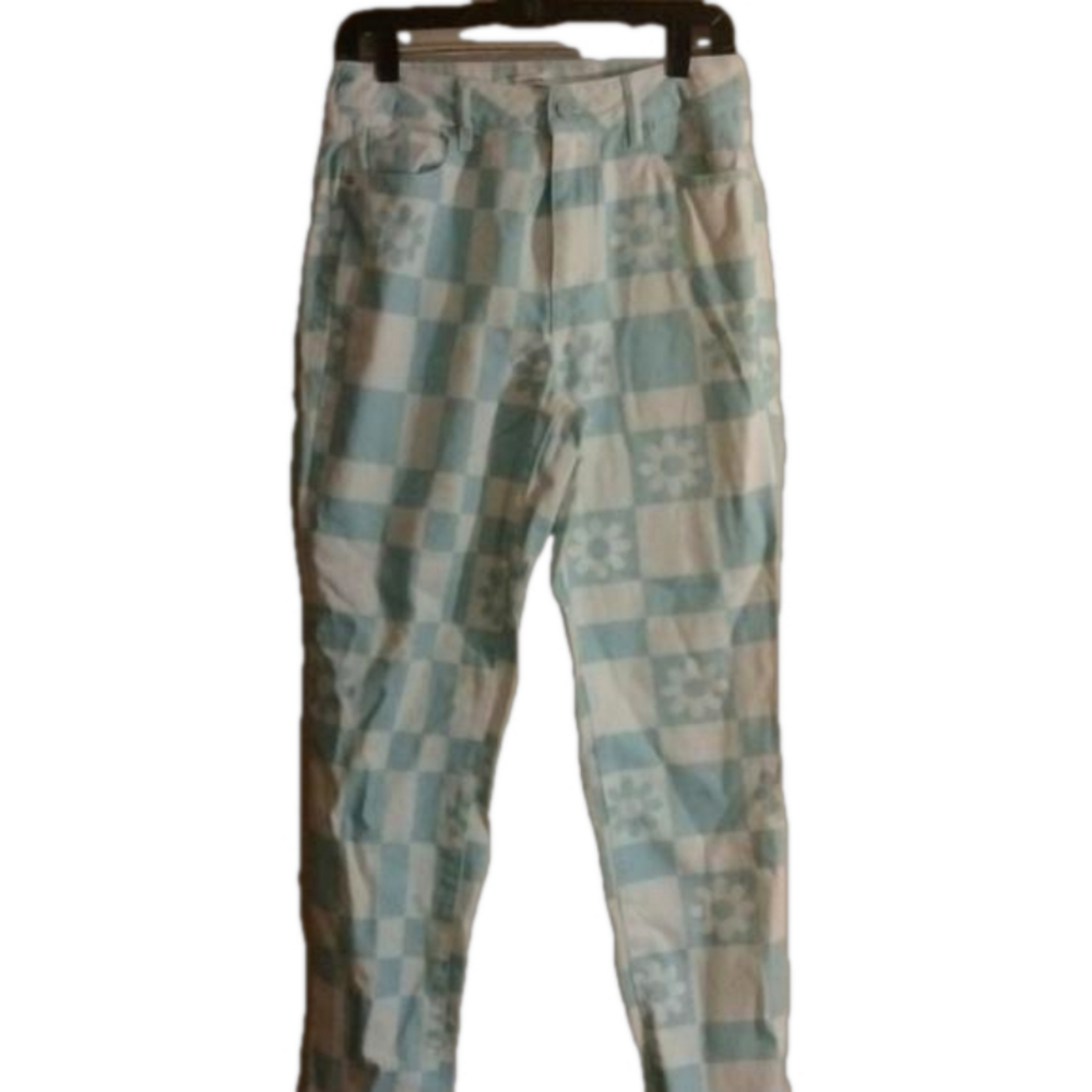 Pacsun size 28 Checkerboard and flowers Mom jeans. Super Cute!